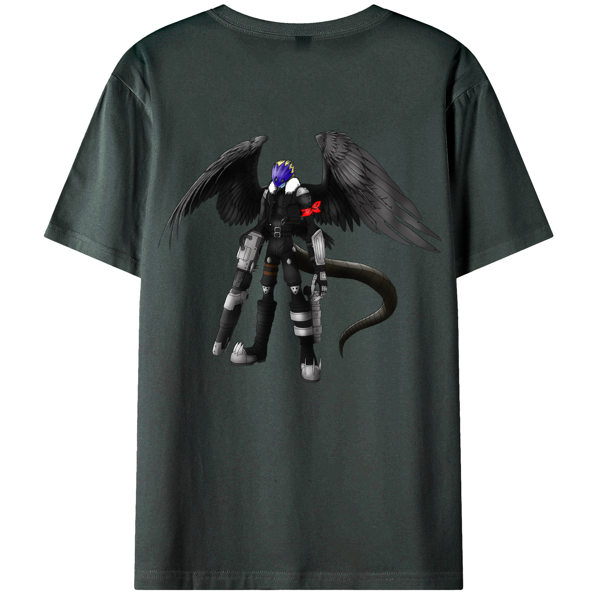 （画像用） Digimon デジタルモンスター/デジモン 綿100％ メンズ半袖Tシャツ（バックプリント） 通気性